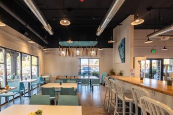 Spacious layout and enhanced lighting at Coffeebar Bakery, a Huff Construction commercial renovation in Truckee