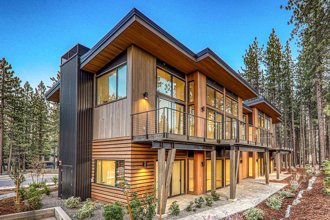 Aerial view of multifamily residence at Village at Gray's Crossing, Truckee, CA